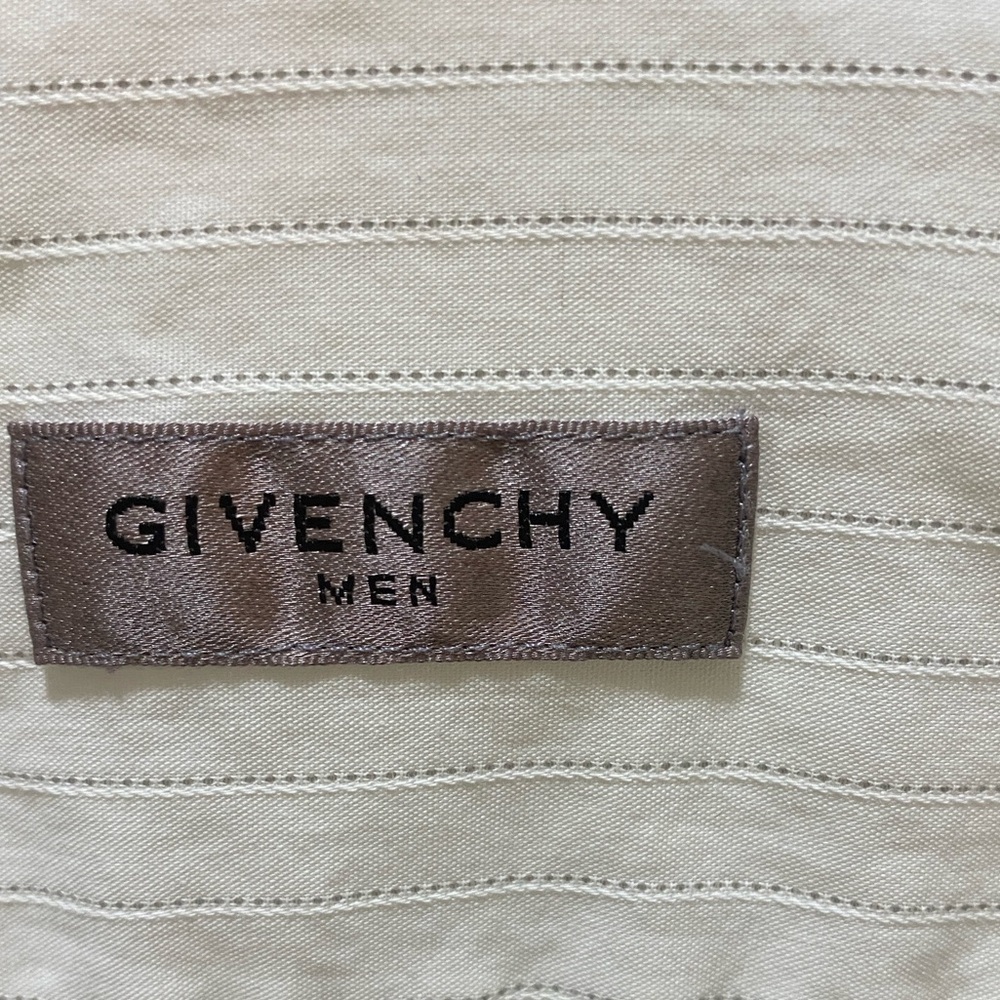 GIVENCHY White & Silver Lurex  Pinstripes Pleated  Mens Shirt IT 38, US S - Picture 7 of 12